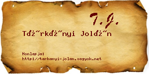 Tárkányi Jolán névjegykártya